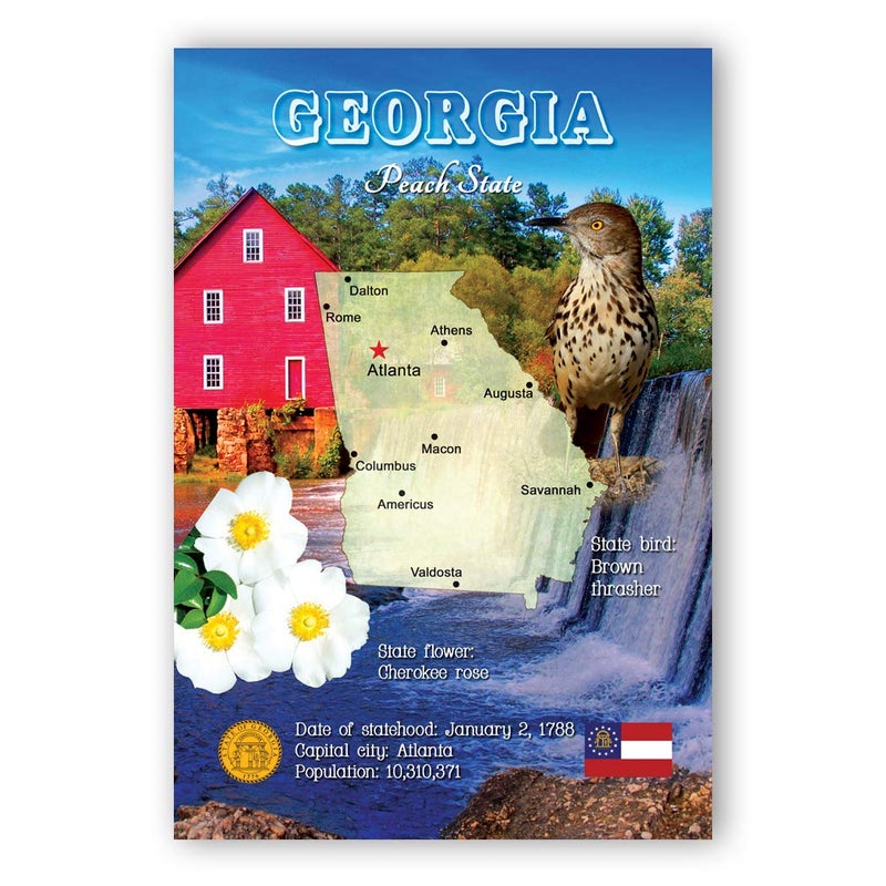 Postcard Fair GEORGIA MAP postcard set of 20 identical postcards. GA state map post cards. Made in USA - Image 1